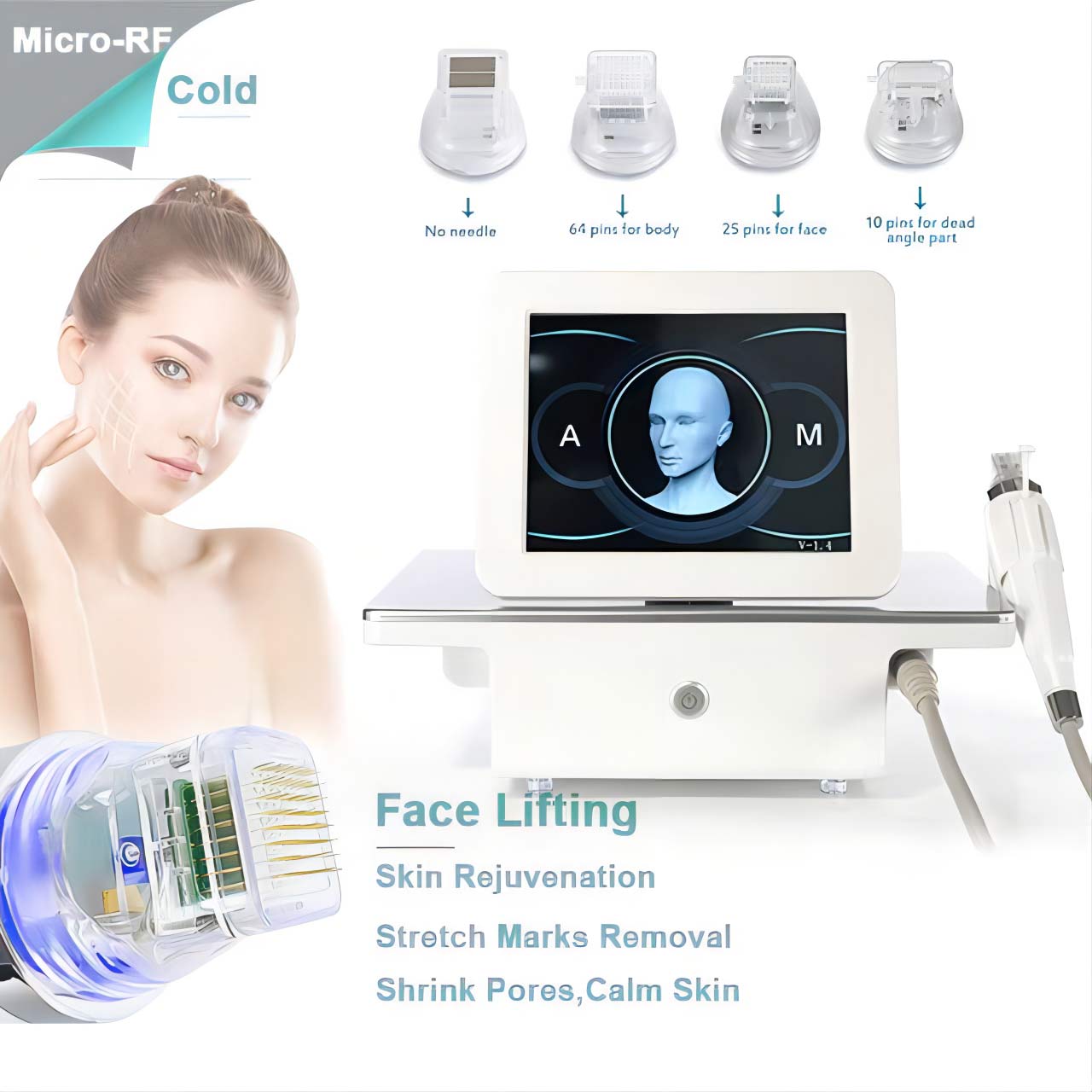 Am-212 Golden Microneedle rf Facial Skin Care Machine